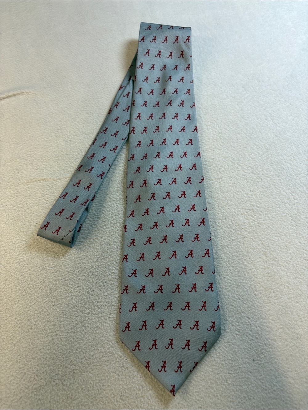Alabama Men's Tie with Red Repeat Script Motif